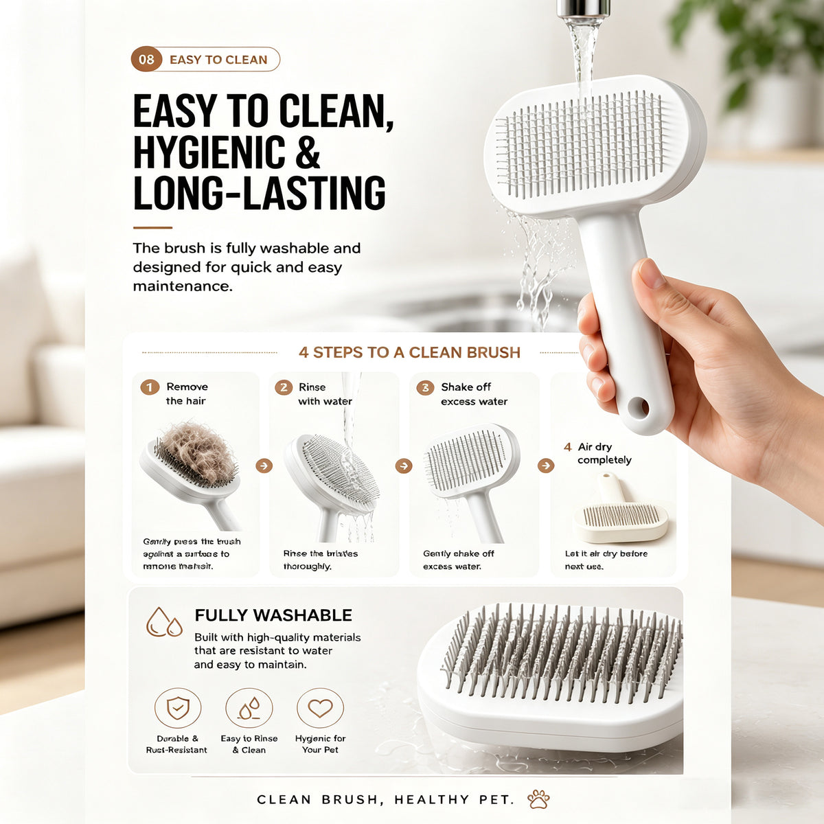 Self-Cleaning Slicker Brush for Dogs & Cats – product image 3
