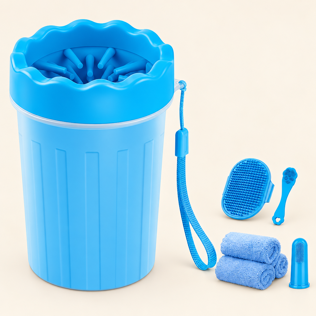 7-in-1 paw cleaner kit with washer, brush and towels
