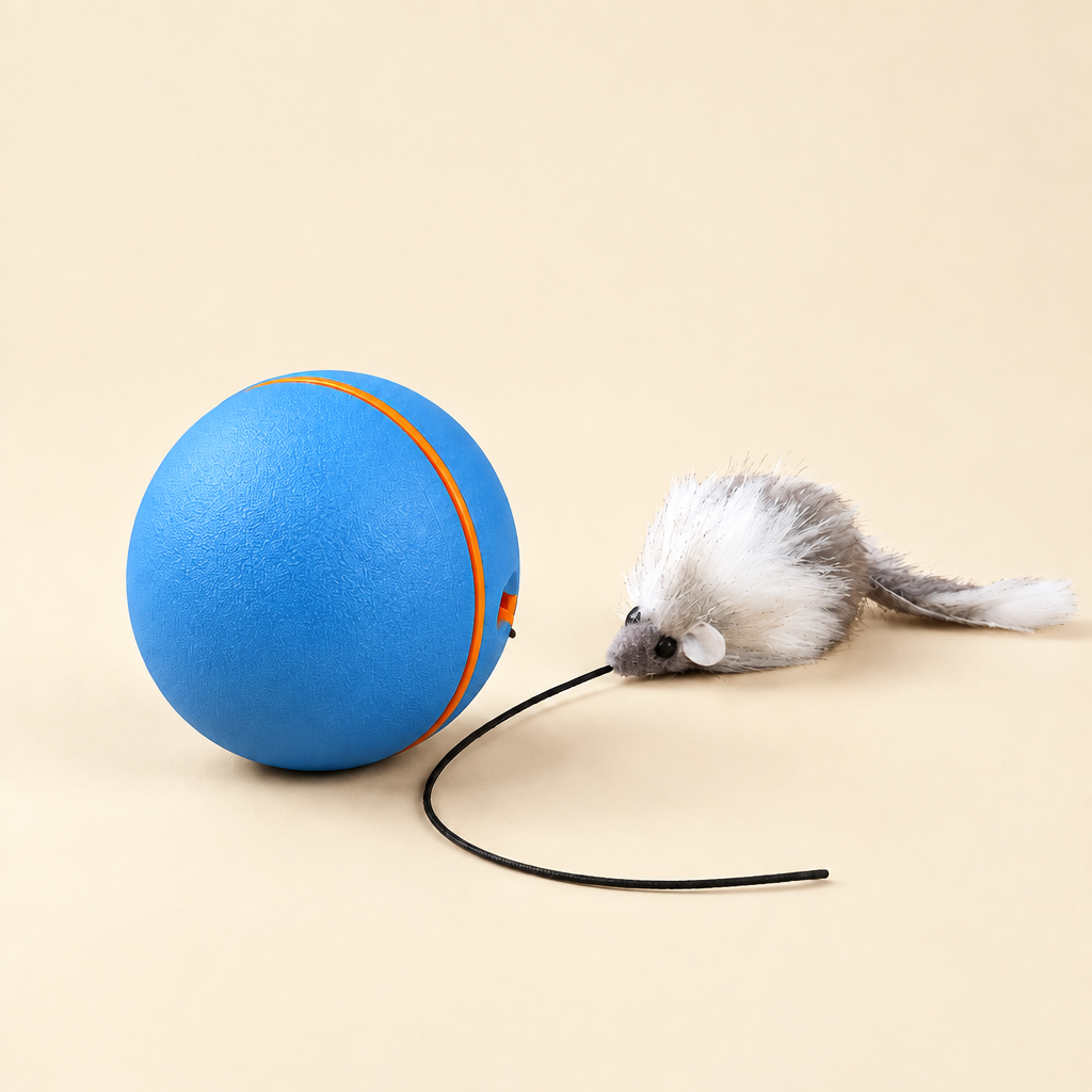 Automatic Rolling Ball Cat Toy in Blue Orange