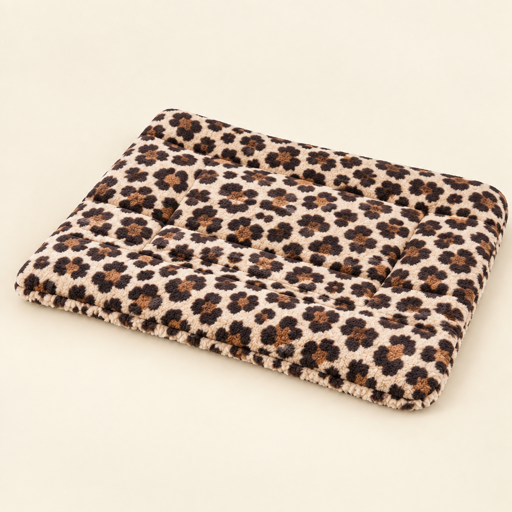 Cozy Fleece Dog Blanket Mat in Leopard print