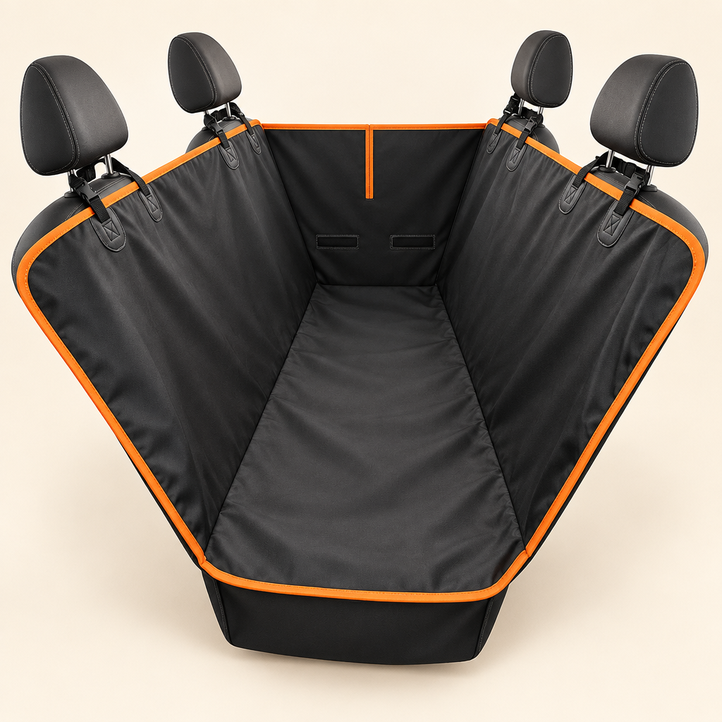 Waterproof Dog Car Seat Cover on a soft cream background in a clean studio setting.