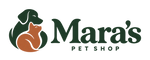 Mara's Pet Shop logo with a dog and cat in forest green and terracotta