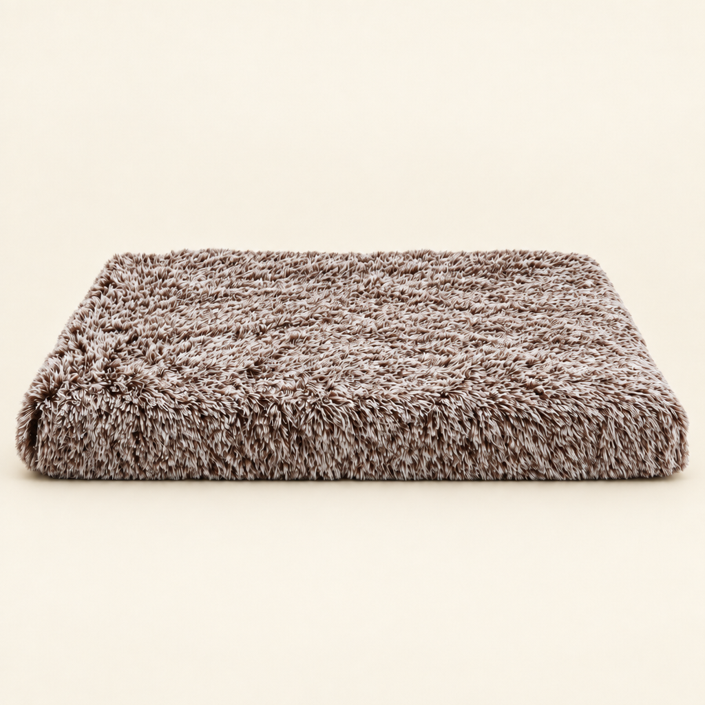 Plush Nest Dog Bed, Coffee & White