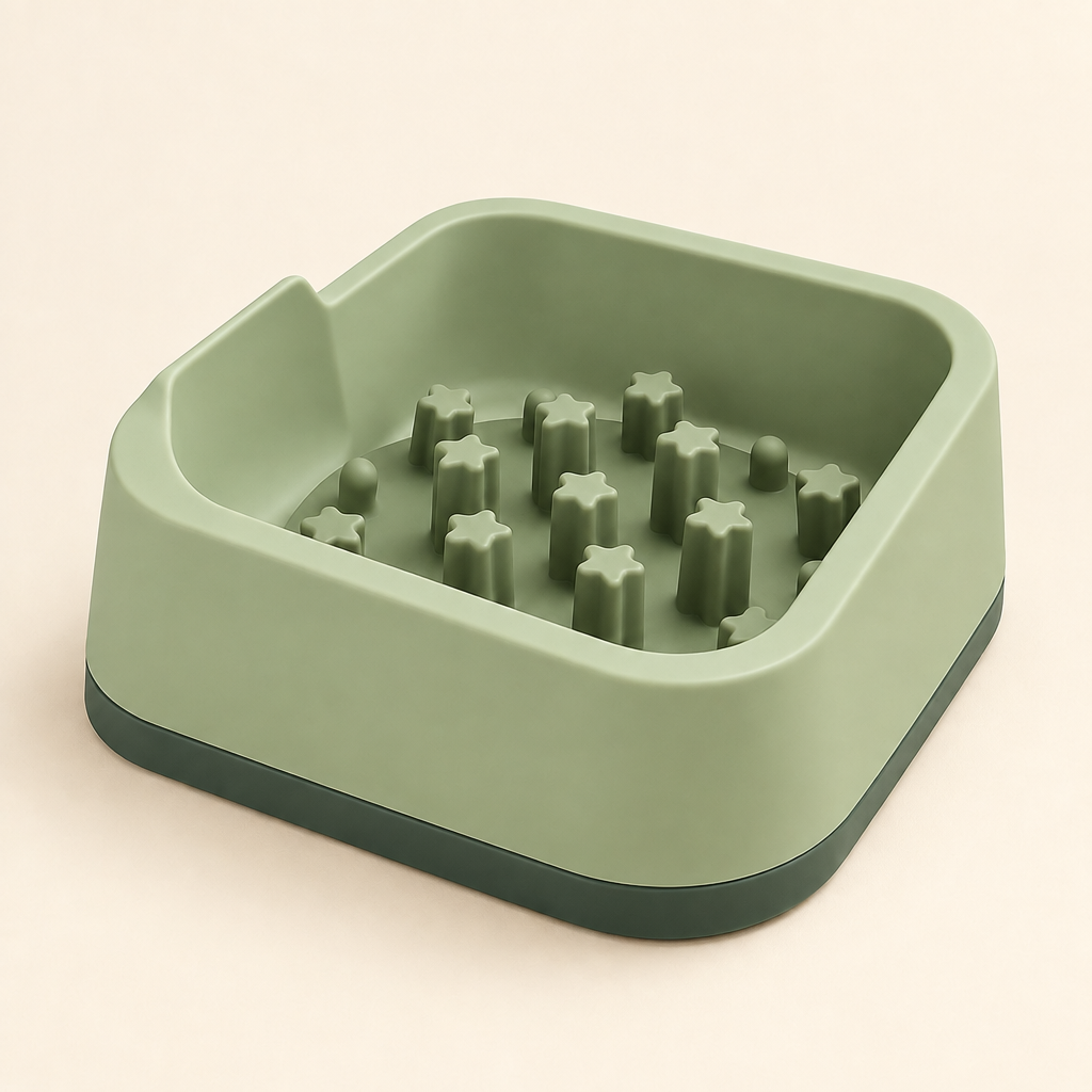 Star Slow Feeder Cat Bowl in Matcha Green