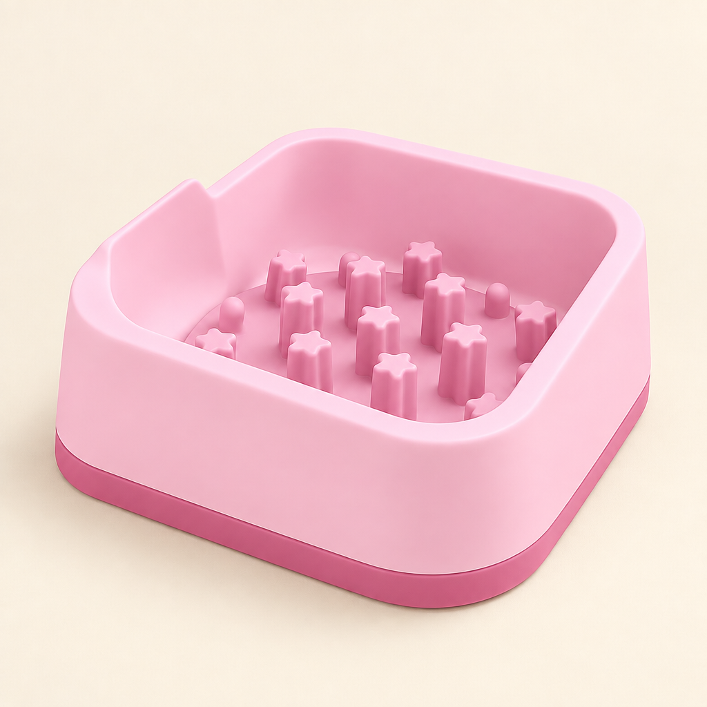 Star Slow Feeder Cat Bowl in Princess Pink