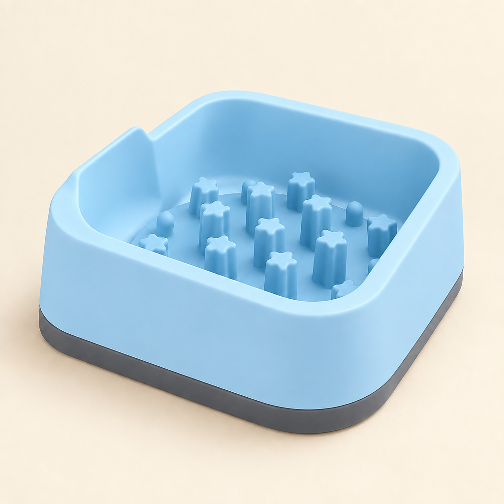 Star Slow Feeder Cat Bowl in Sky Blue