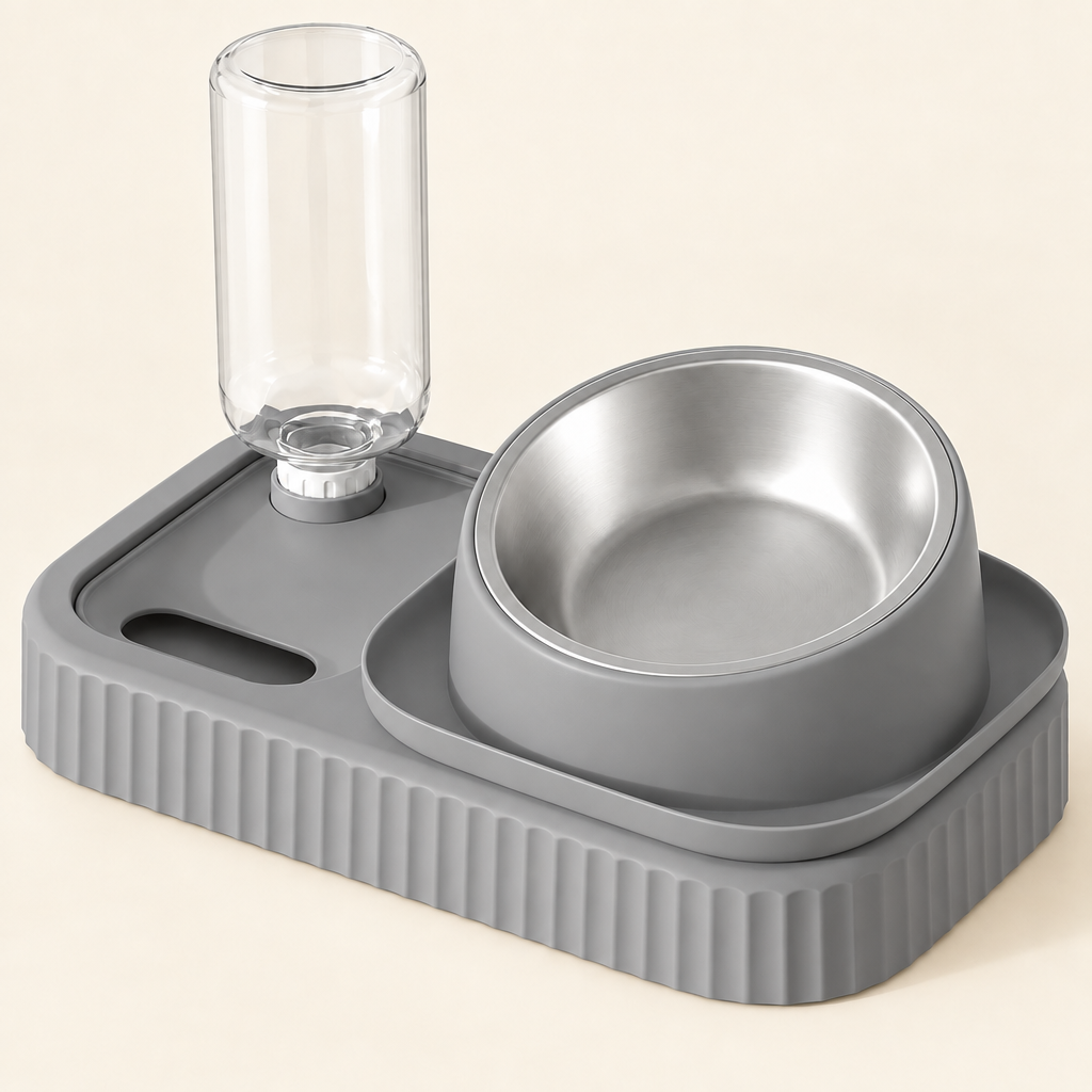 Elevated Cat & Dog Bowl Set in Gray